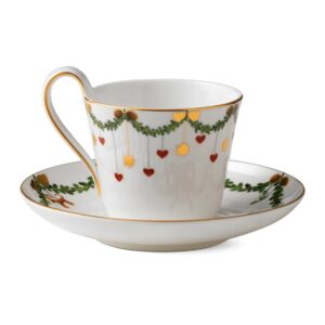 Royal Copenhagen Stjerne Riflet Jul højhankskop og underkop - 24 cl