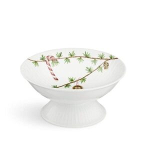 Kähler Hammershøi Christmas Bowl on stand Ø16 cm - White w. deco