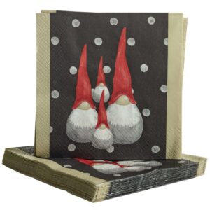 Nääsgränsgården - Servietter Santa High Hat, 25x25 cm, sort/beige
